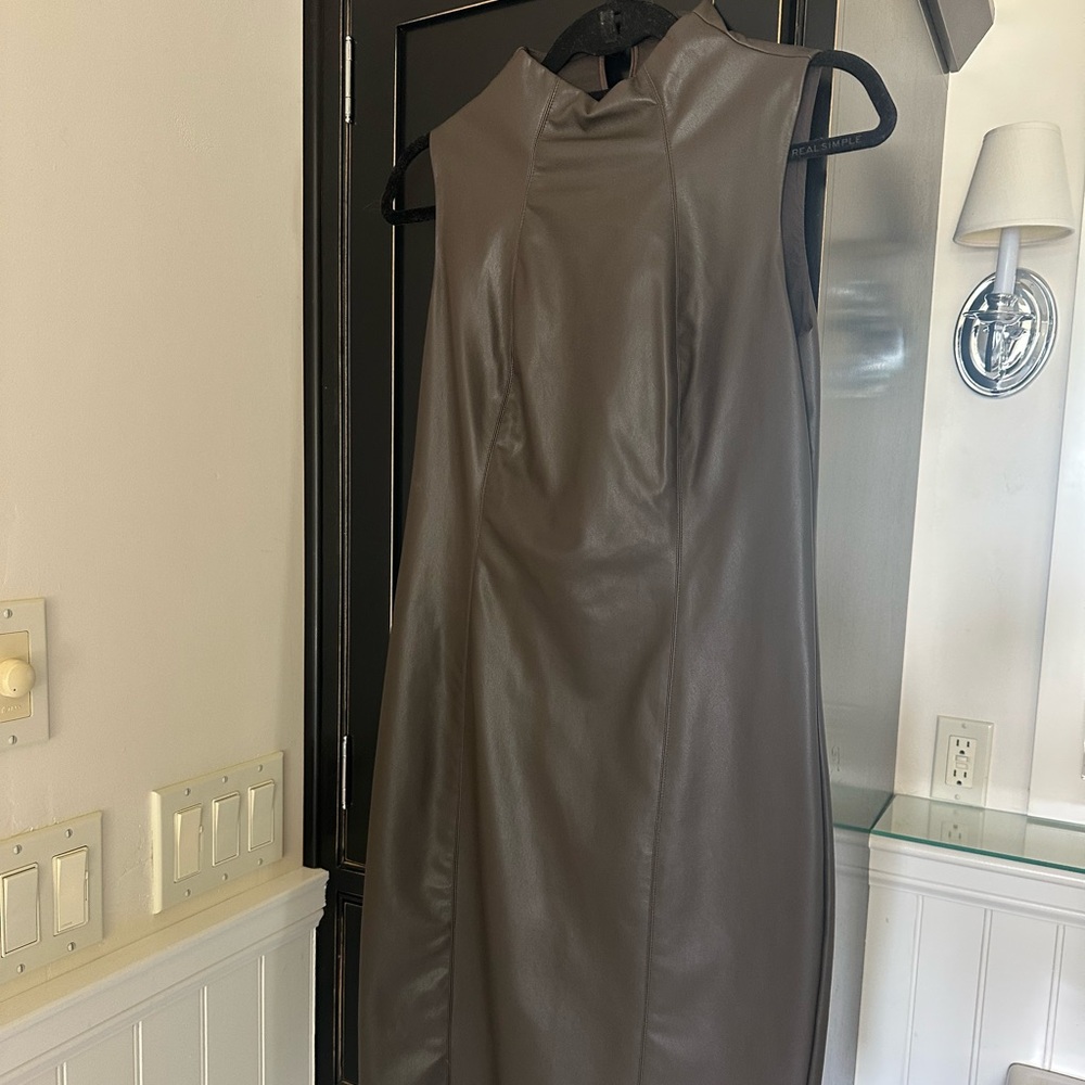 JMcLaughlin chocolate brown Sleeveless vegan leather dress